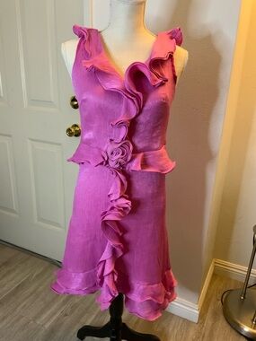 MOTF Pink Ruffled Midi Dress